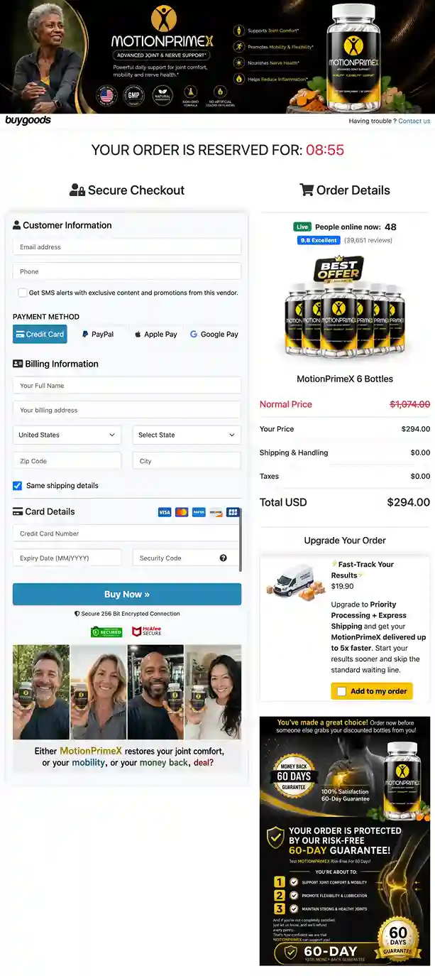MotiionPrimeX Secure Payment Options